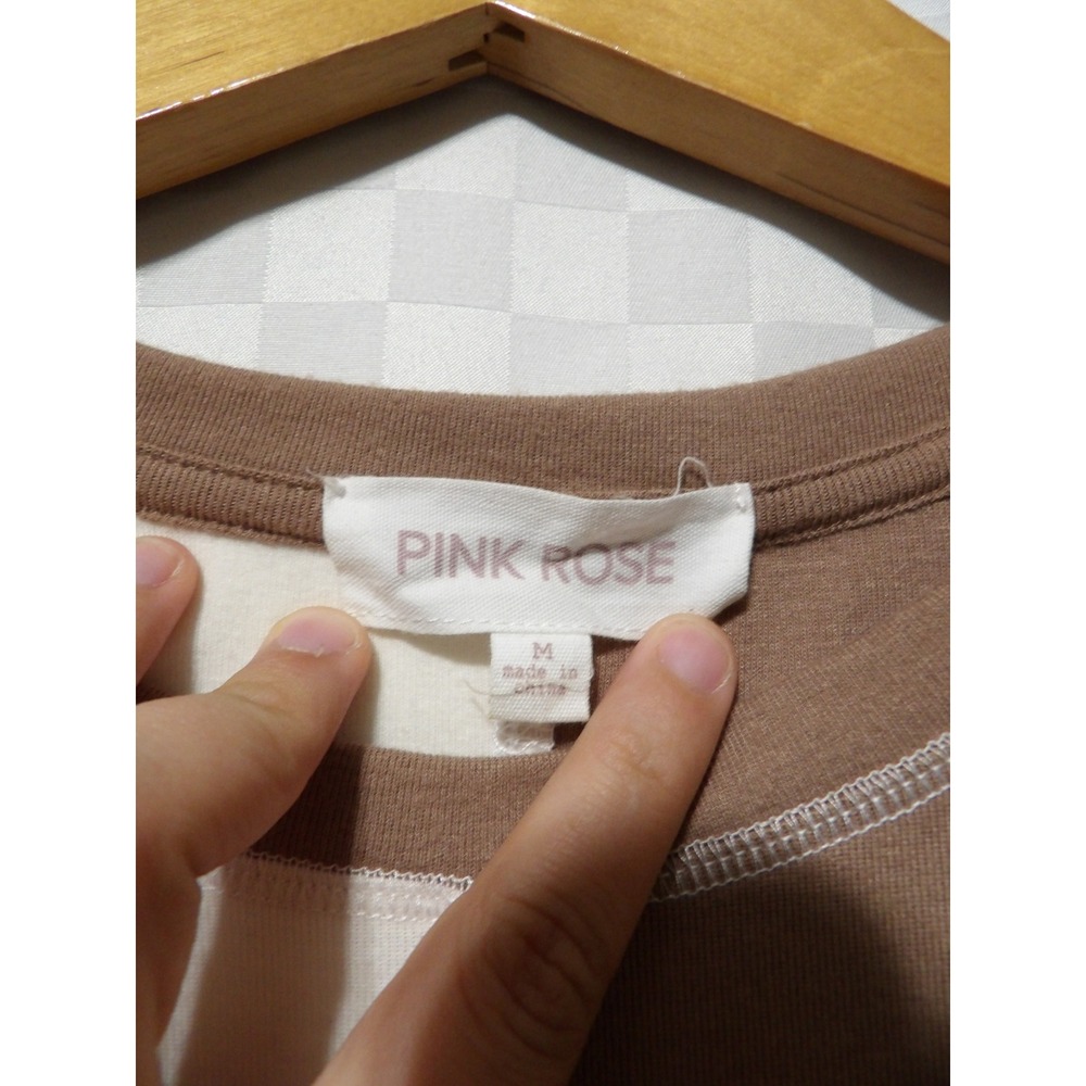 PINK ROSE Cropped Colorblock Tee | M - Picture 3 of 4